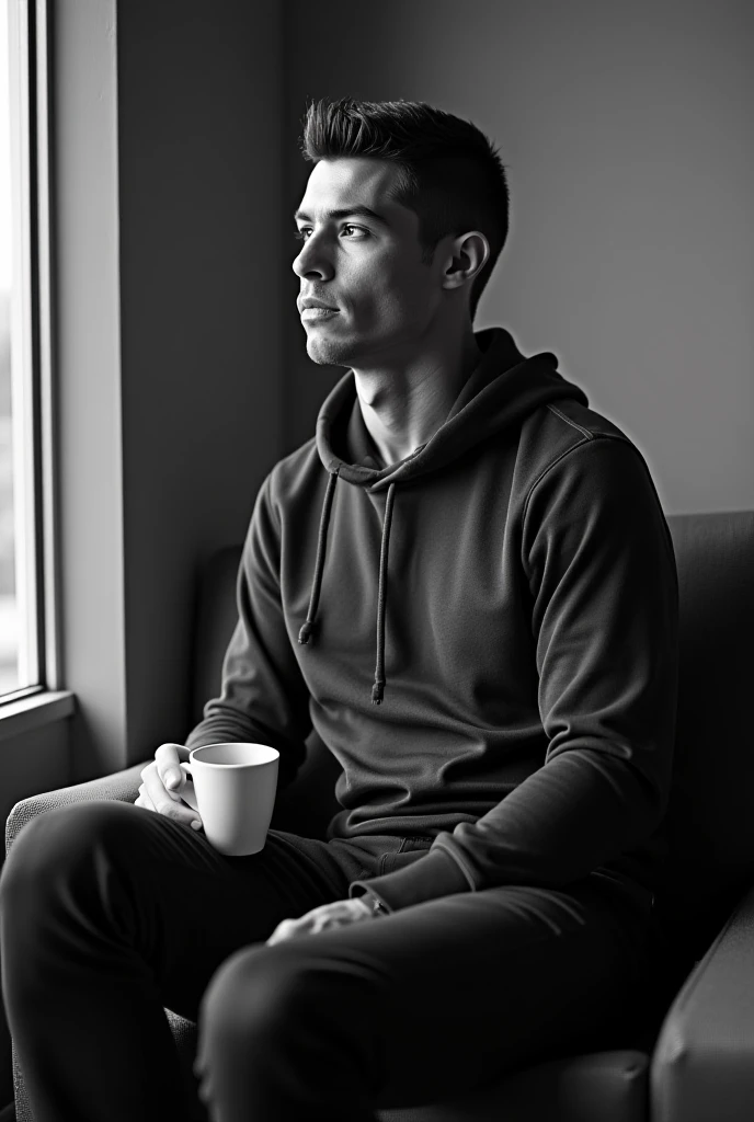 If Cristiano Ronaldo had a second, more private Instagram account, his profile picture would likely be something more low-key and personal compa

A candid, black-and-white photo of Ronaldo relaxing at home, wearing a hoodie or a casual t-shirt. The lightin...