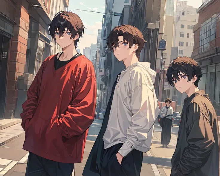 (3 boys :1.4),(3 boys :1.4),Male sports scholarship student,Refreshing Boy,naive boy,male character,(is cool:1.2),[cute],
black hair short hair, young,eye,(usually),(daily:1.2),(animeスタイル,anime効果,anime),,(The human body is structurally accurate ),(face:1.0...