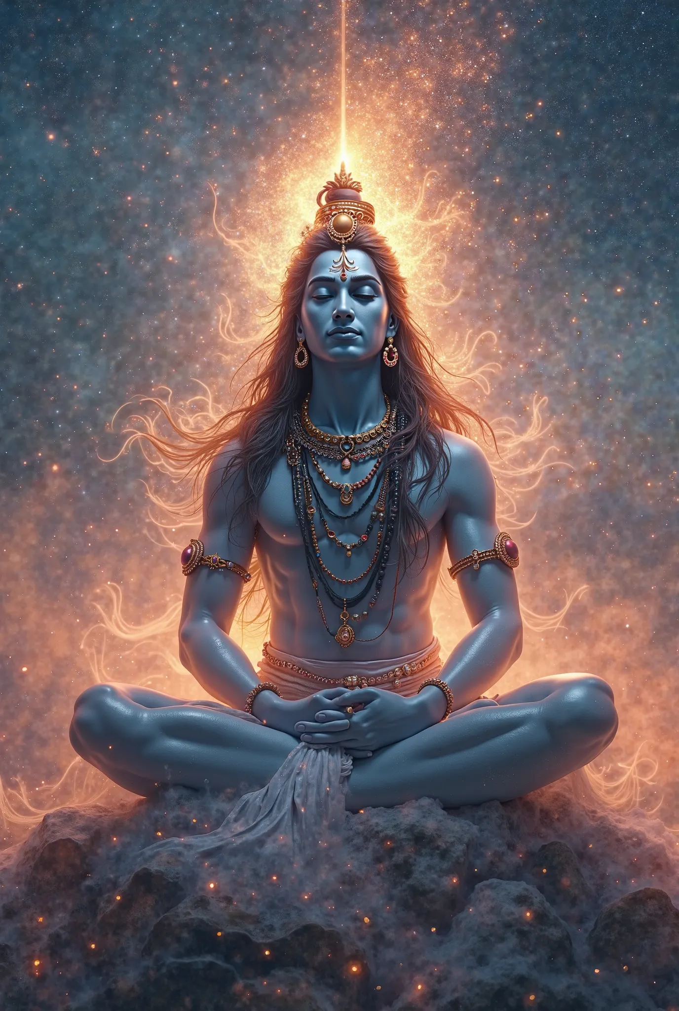 Very beautiful sweet image of Lord Shiva full of beautiful light in the sparkling evening sky