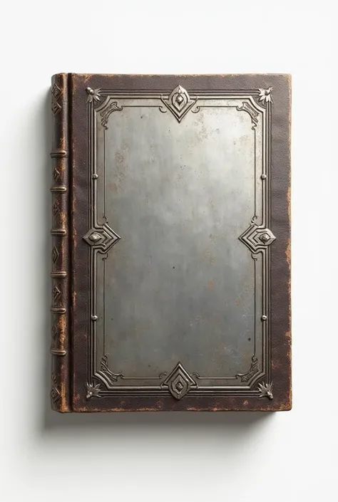 Blank metal plate on a white background for the title of a medieval book