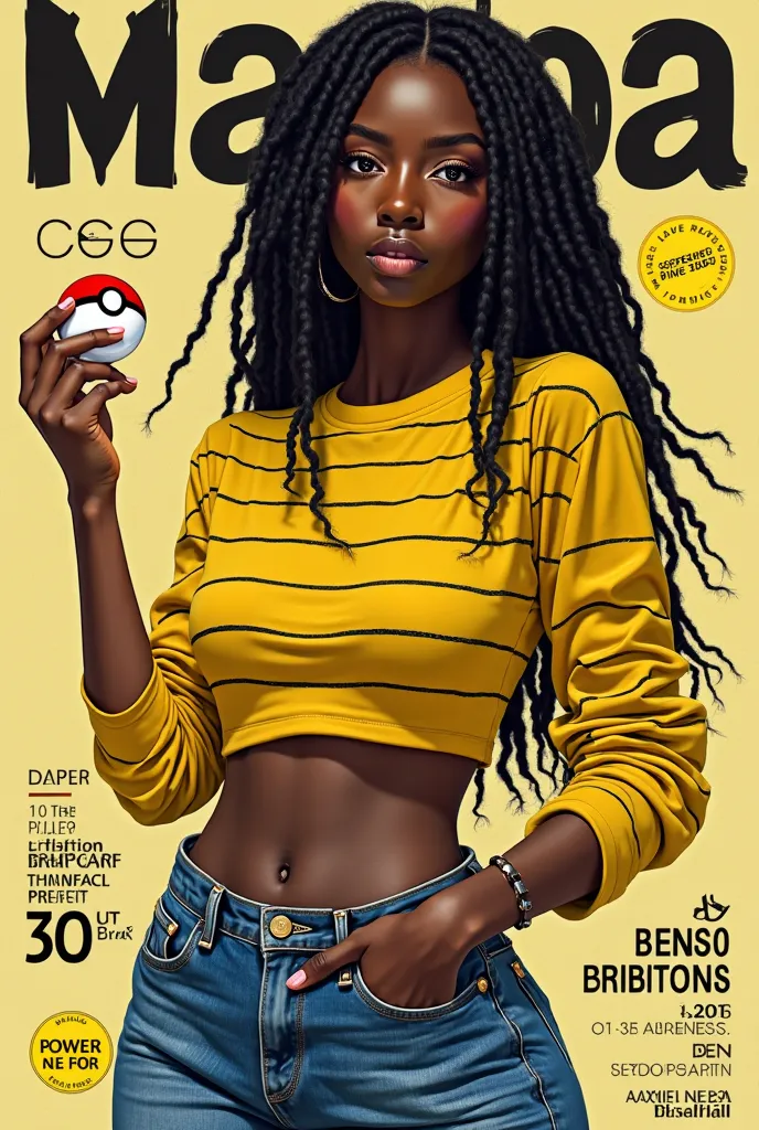   Create the cover of a fashion magazine with Astro Roulette Delila ager real hyperrealistic woman Hyperrealism as the protagonist of the cover and with background texts as if it were a real magazine.  outfit.  hyperrealism. live action magazine. big breas...