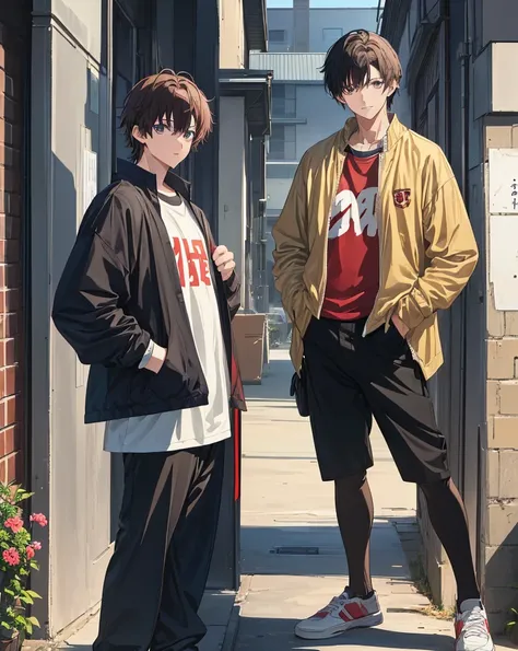 (2 Men:1.4),(2 Men:1.4),Male sports scholarship student,Refreshing Boy,naive boy,male character,(is cool:1.2),[cute],
black hair short hair, young,eye,(usually),(daily:1.2),(animeスタイル,anime効果,anime),,(The human body is structurally accurate ),(face:1.06),(...