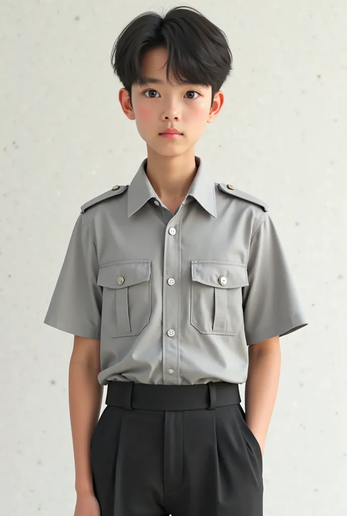 Light gray safari shirt black pant School uniform 