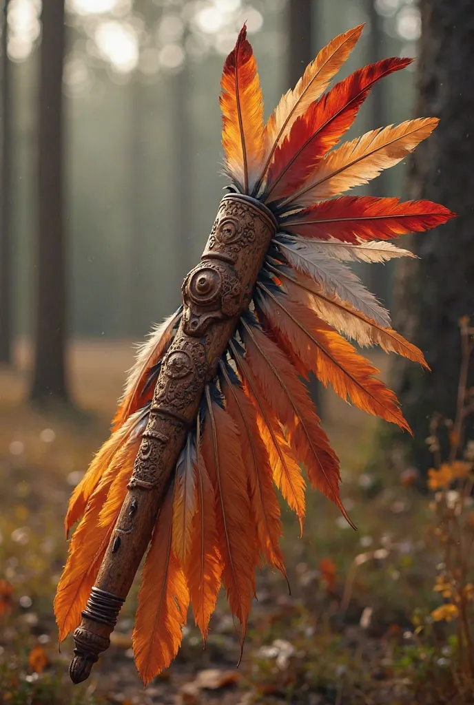 American Indian pipe with its feathers