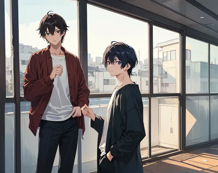 (2 Men:1.4),(2 Men:1.4),Male sports scholarship student,Refreshing Boy,naive boy,male character,(is cool:1.2),[cute],
black hair short hair, young,eye,(usually),(daily:1.2),(animeスタイル,anime効果,anime),,(The human body is structurally accurate ),(face:1.06),(...