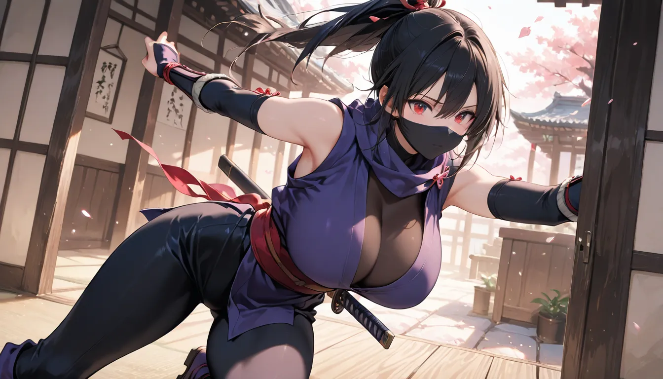    masterpiece,   top quality, Ninja,   Kunoichi,  Big Breasts,