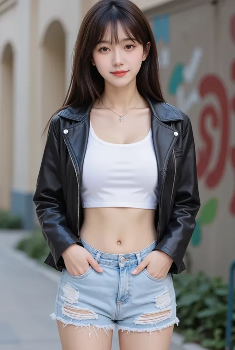 18 years old、(big breasts:1.8), (slim body:1.5), ( long and thin legs:1.5), (small butt:1.5), High Resolution, masterpiece, accurate, Best Quality, high detail, (Perfect body and big breasts:1.8),

Young Asian woman, 20s, standing outdoors.  Casual, urban ...