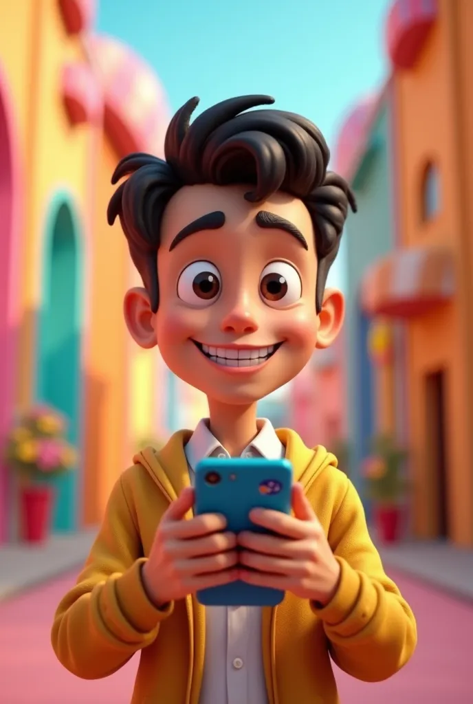 Cartoon Man Making Phone Play(Cartoon as Disney stripes) 3D, about 25 years old