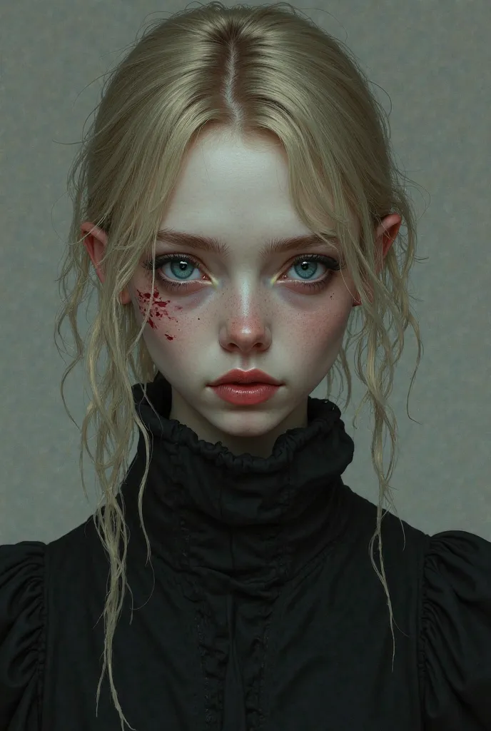 You forgot to give her bruises under her eyes, blue eyes, blond strands on the sides and black clothes, change