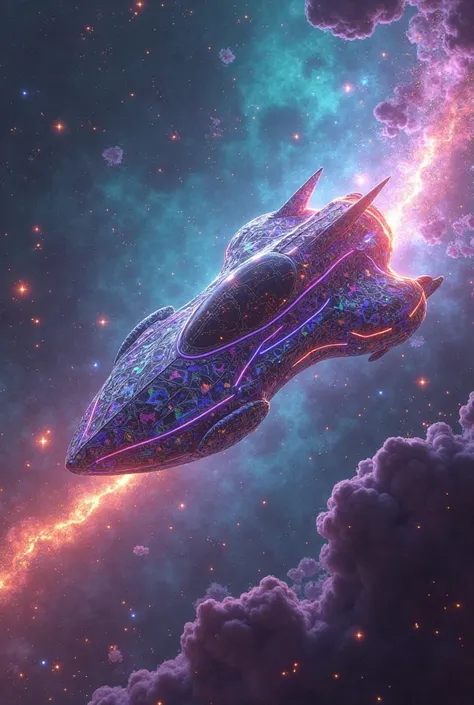 Animated Psychedelic Galaxy Ship 