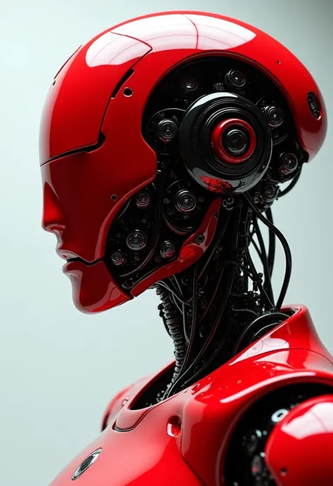 Robot rouge courant dans le futur, head-on , From Bottom to Top, depth,