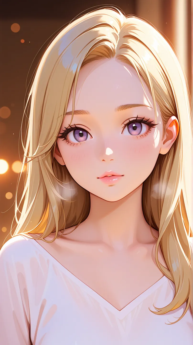 Breathe:1, portraits,woman,A girl who breathes so cute,Small face,Quiet Breathing,Slender expression,long eyelashes,Chewy, pearl-like skin,Soft hair,Pale pink lips, white clothes,Blurred Background,Elegant, like a painting ,Digital Art,high quality,4K,real...