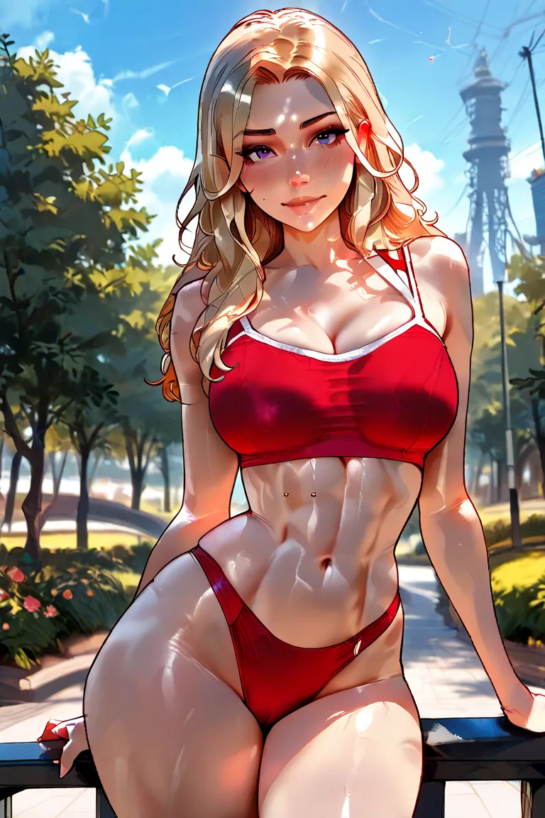 1 girl,sexy girl,extremely beautiful girl,cute,sexy thigh,beautiful thigh,athletic corop,muscular,fit,well defined,beautiful curve,sexy curve,she is in a park, manga pastel, art by Boïchi, Kinu Nishimura, Yuumei, in the style of , Disney Artstation Pixar, ...