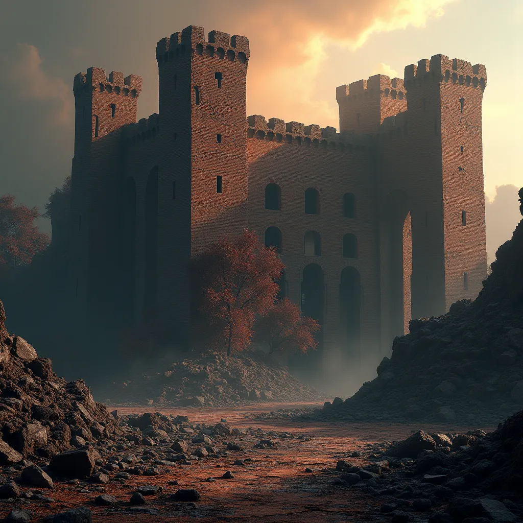 Image of the brick fortress destroyed by the fire of the Enlightened Thunders 