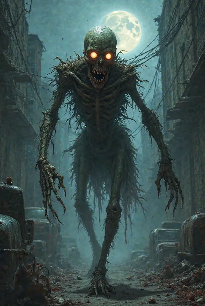 A terrifying zombie at night 