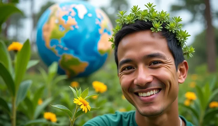 Create a tree planting campaign with a picture of a world and a picture of a smiling person, and a big cleaning campaign with a picture of people sweeping the floor.