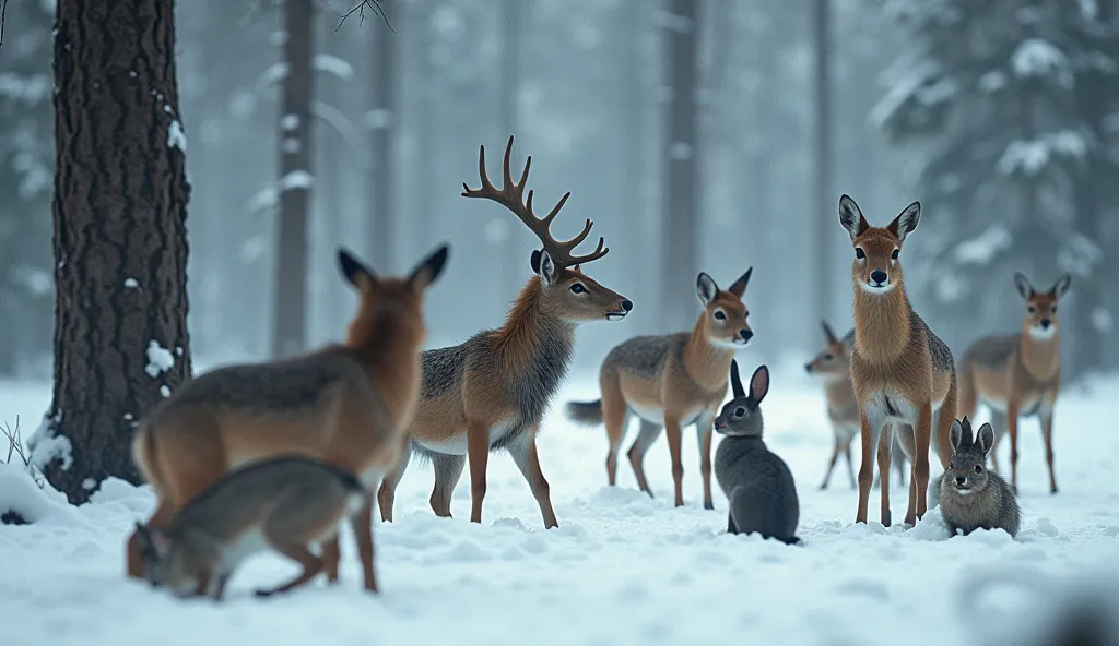 The animals freezing in shock as they recognize the jackal's howl.