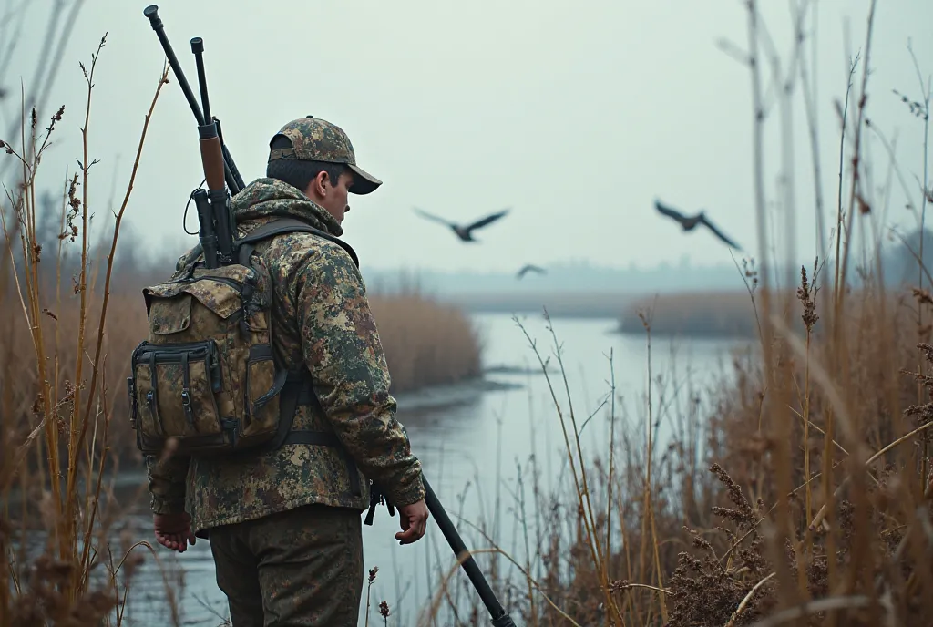 Hunter hunting waterfowl