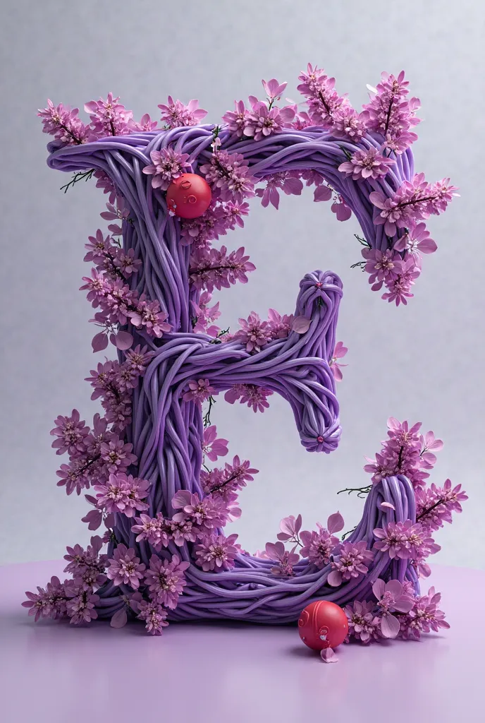 Letter E Lilacs with two Red Personalized in 3D