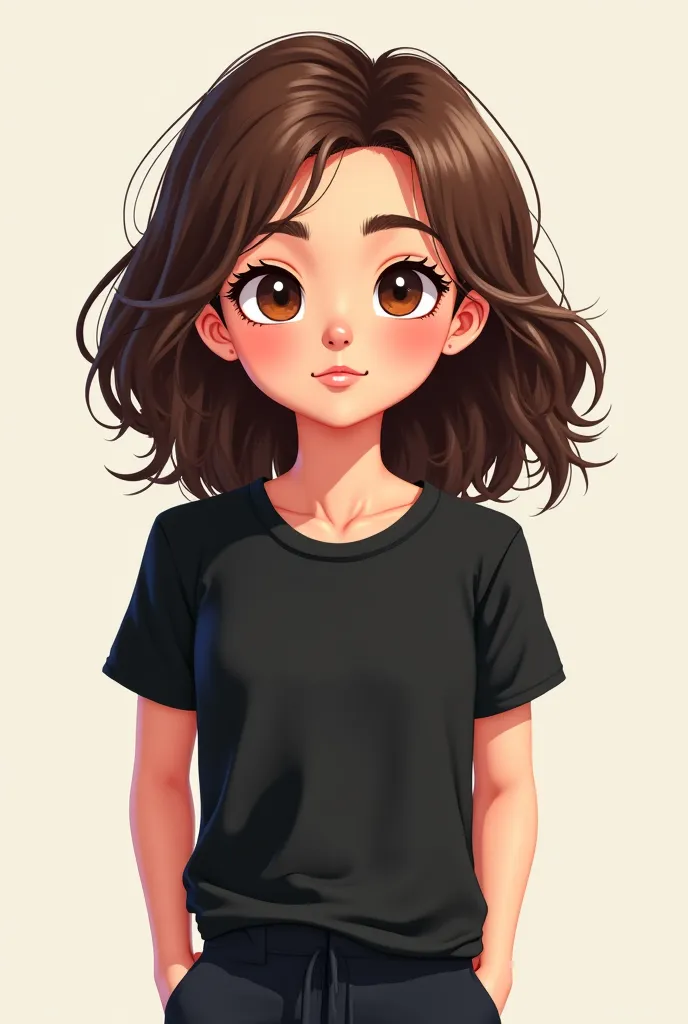 Make me a cartoon photo where in the image there are 8 ren posing:
1)a tender girl  , with wavy hair, a strap(VICERA ) and a black t-shirt
2)a girl with eyes not so big But tender, a little chubby, straight but wavy hair at the same time , una cap (VICERA ...