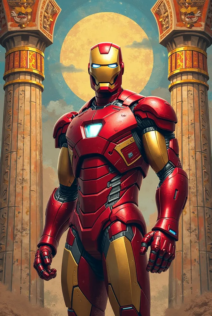 Ironman ancient Egyptian art mural 2D