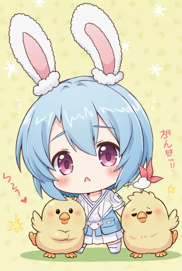 Pictures of Jungkook rabbits ,Blue Hair,Rem,Rezero, yellow chick ,🐤