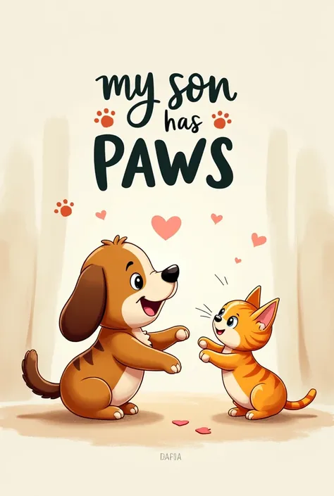 My Son Has Legs
"Create a fun and personality-filled print with the phrase 'My son has paws' in a stylish typography, accompanied by a cute drawing of a puppy and a kitten playing."
