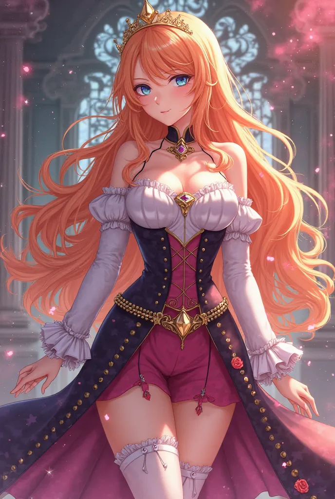 Bet, create best style anime image of:Name: Duchess Rosalyne Luciella Korolov Status: Soulmate/Bestie Of 3rd Prince Traits: Enigmatic, Charismatic, Calculating, Feared, Bold, Cunning, Sharp-Tounged, Witty, Haughty, Tsundere, Filthy Rich, Fashionable Appear...