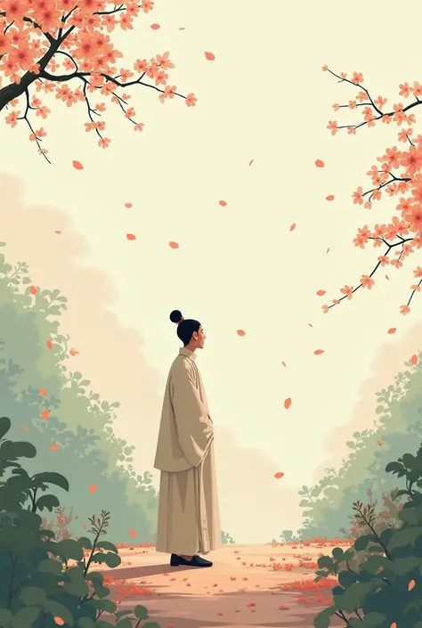 bright, warm illustration in the style "Minimalist realism"   Chinese style 