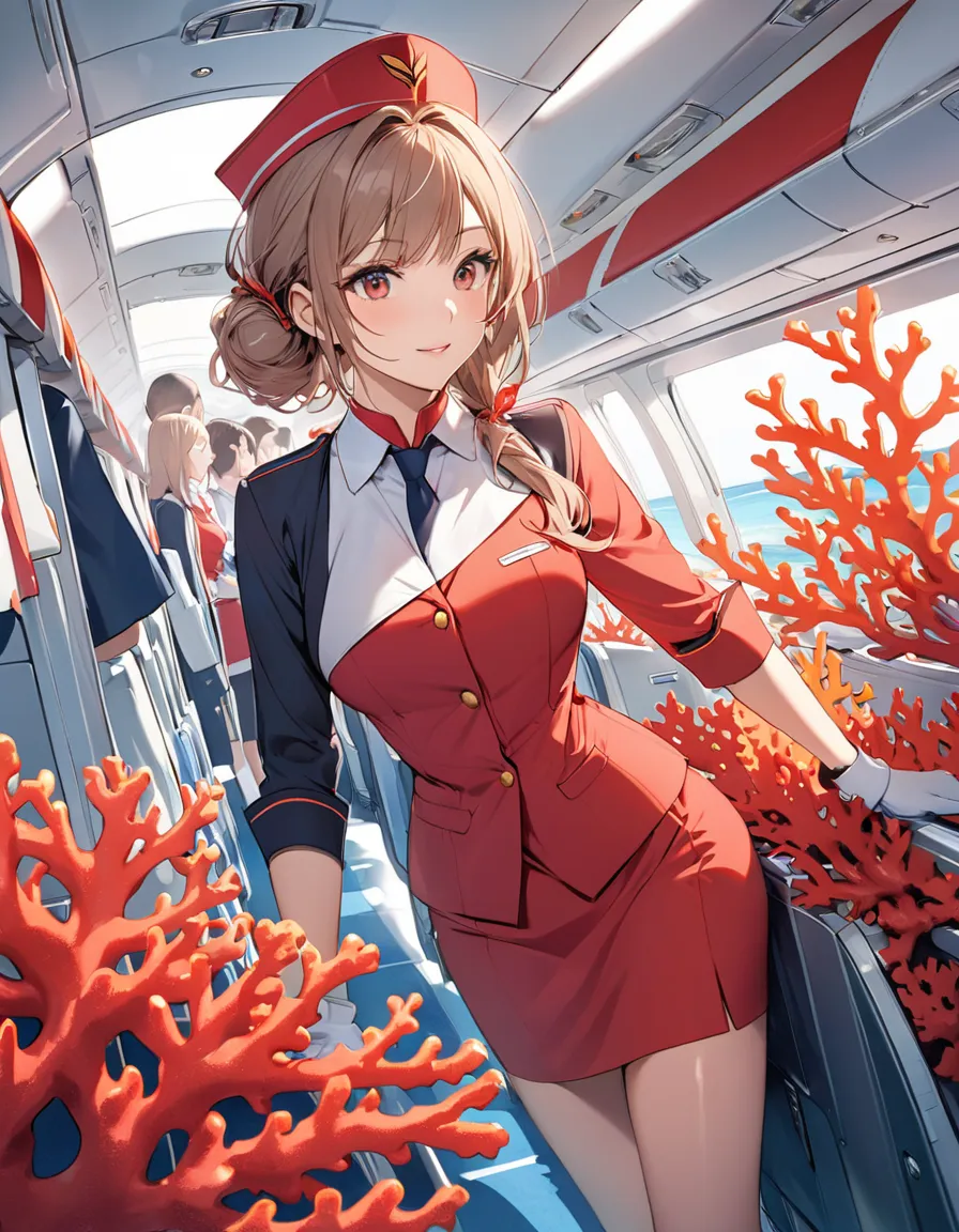 stewardess,Coral,woman