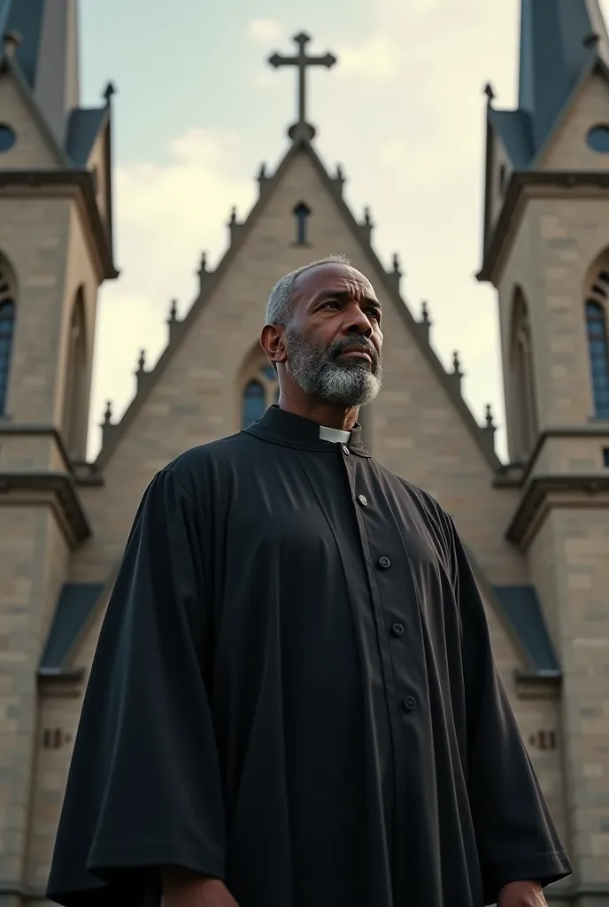 book cover of a black pastor looking in the distance with a church in the background 