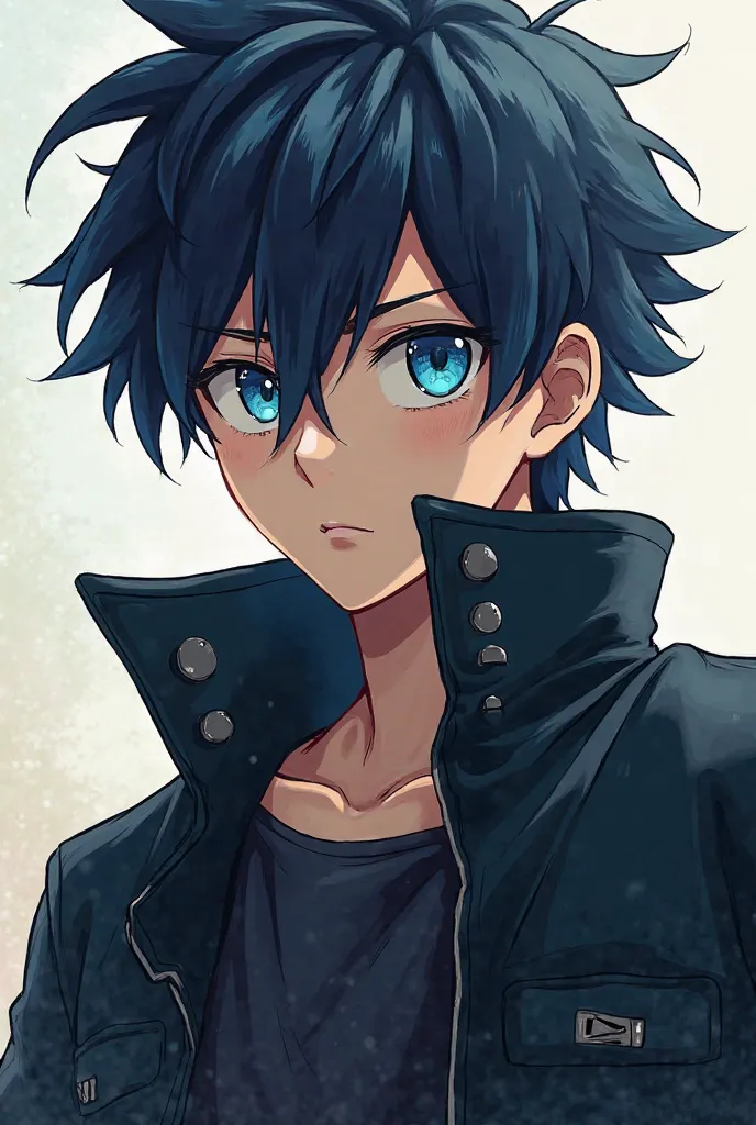 Subaru natsuki with Black jacket and blue eyes 