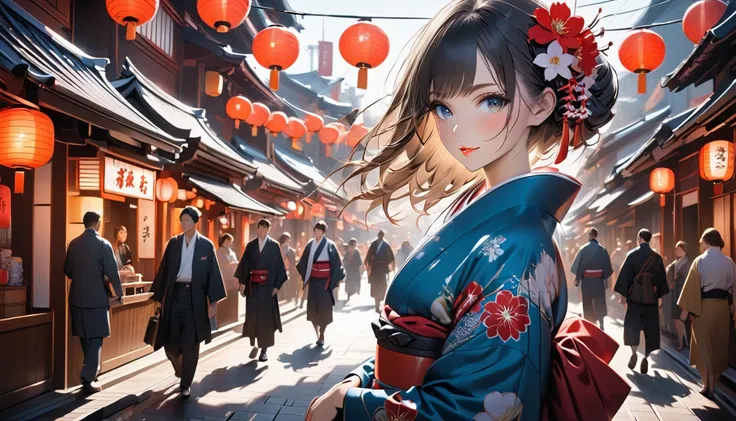  wearing a Japanese kimono