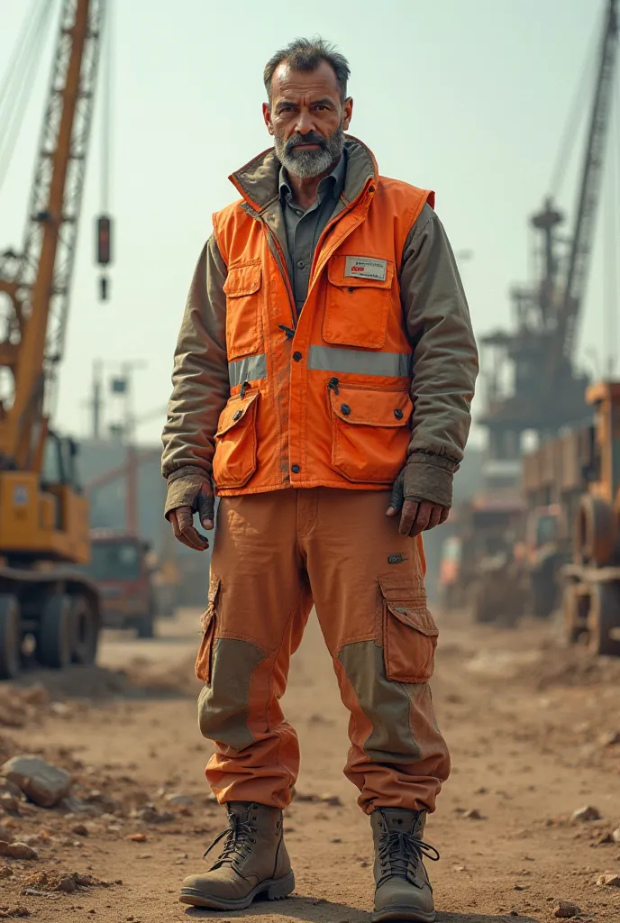  macon vrd arabe en tenues de travail, high visibility coat and pants with safety boots 
