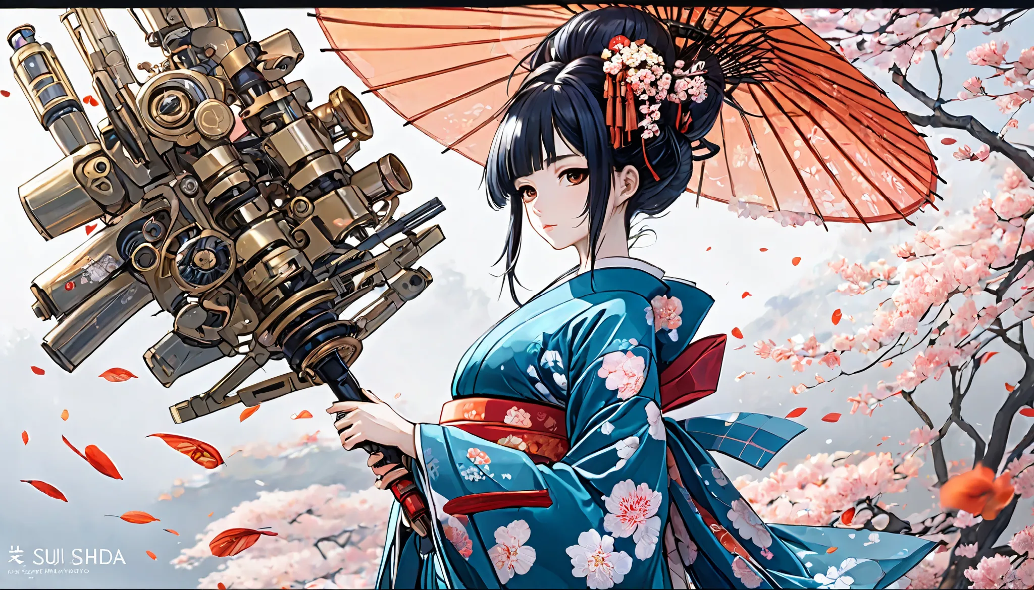 One Girl Mechanical Arm Geisha Kimono
 (anime by sui ishida)