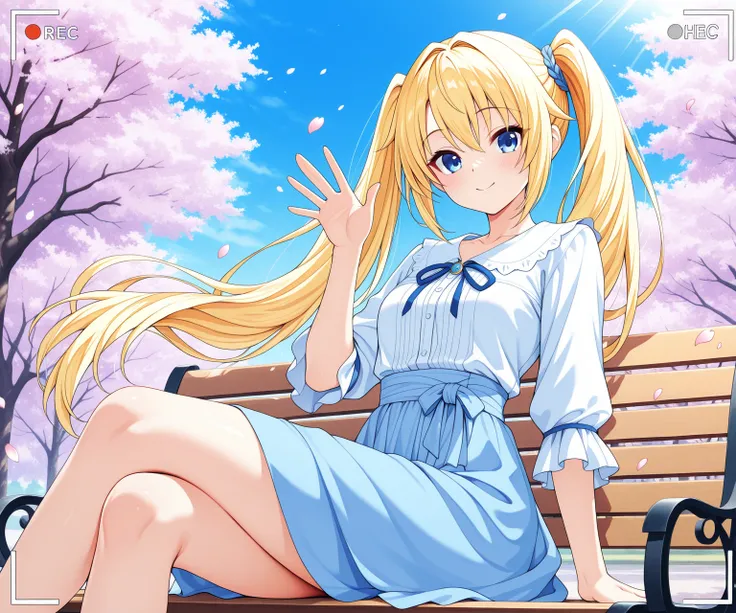 Character description:.

Name: Emilia
Age: 
Characteristics: blonde twin-tails, with bright golden hair that shines in the sunlight. She has clear blue eyes and lovely dimples when she smiles.
Dress: white blouse and blue skirt. The blouse is decorated wit...