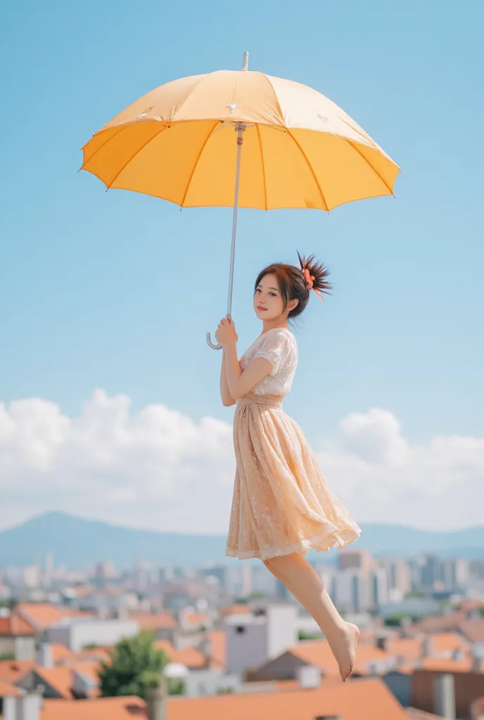 quality\(8k,Highly detailed CG unit wallpaper, masterpiece,High resolution,top-quality,top-quality real texture skin,surreal,Increase the resolution,RAW Photos,highest quality,Very detailed,wallpaper\),break、Mary Poppins、(A girl holds an umbrella instead o...