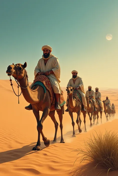 desert and camel With arab men