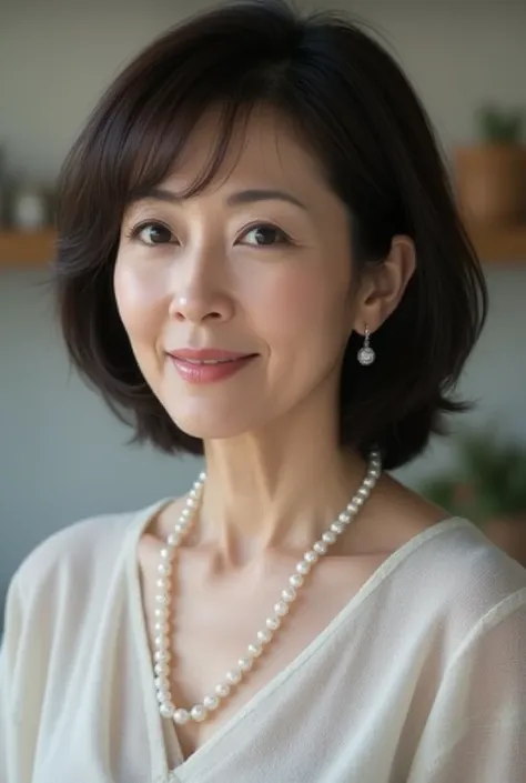 head to waist1.6. upper body 1 .6、Beautiful breasts、Small face　Small face,  55 year old Japanese woman, (High Resolution, masterpiece, best quality, high detail, sharp concentration), (ultimate beauty, realistic, 超realisticな,  realistic), depth of field, v...