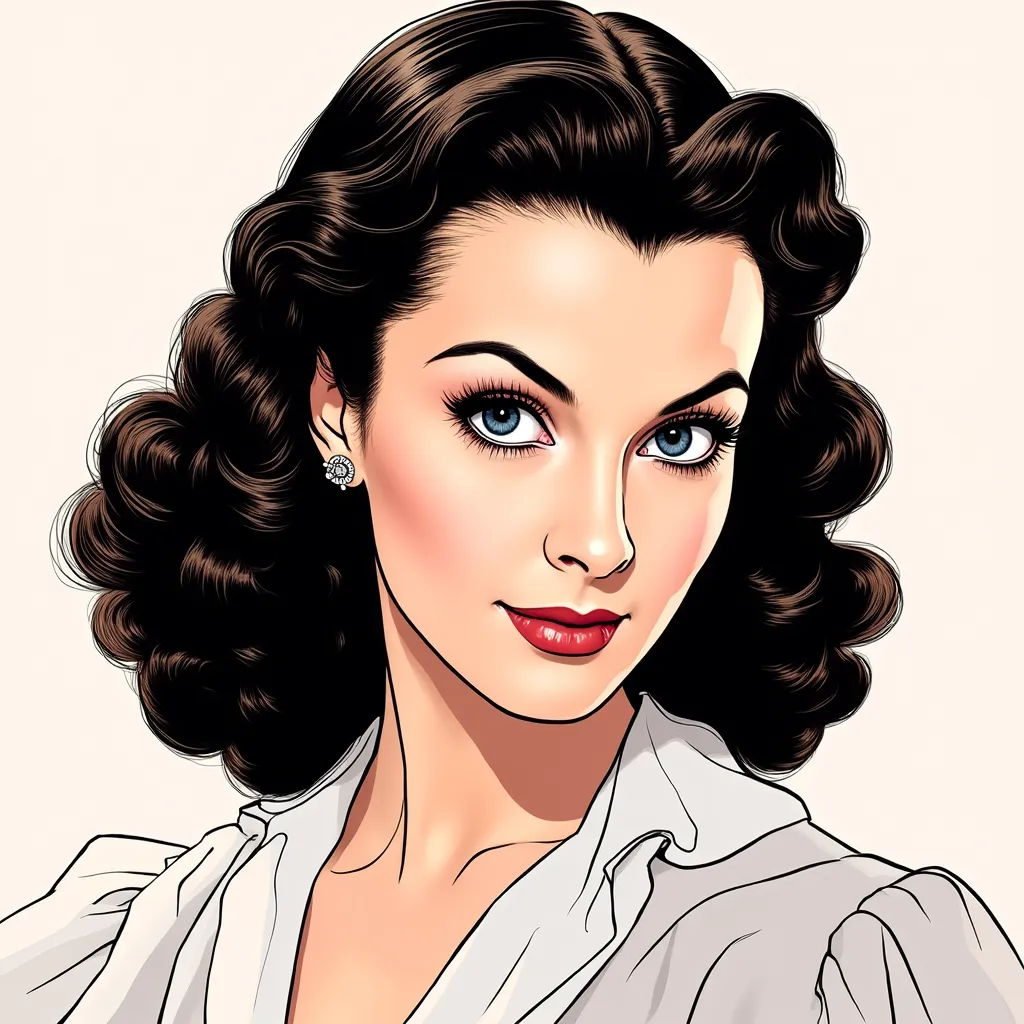 (masterpiece:1.2, Best Quality),8k, wallpaper,((american Comic art, thick outline, flat color:1.3)),(Vivien Leigh as Mayra Lester), view from front, ((full body)), perfect eye,detailed face, kindly expression ,