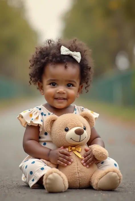 there is a baby that is sitting on the ground with a teddy bear, a picture by Emanuel Witz, instagram, happening, light skinned african young girl, rosey cheeks, stunning face, beautiful , photo of a beautiful, beautiful face!!!!, cute , beautiful face!, b...