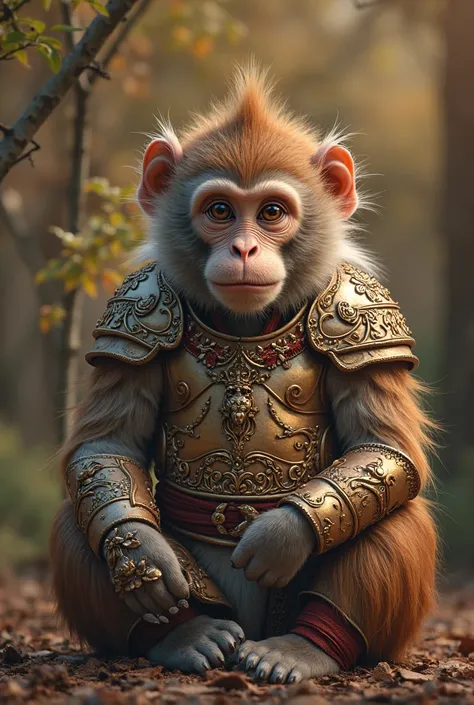 On the left is a very beautiful monkey that represents the age of 12 armor. On the right is the image of the Buddha blessing which looks very majestic. The monkey and the buddha are a little apart. A monkey is a real monkey.. Don't make it look like a monk...