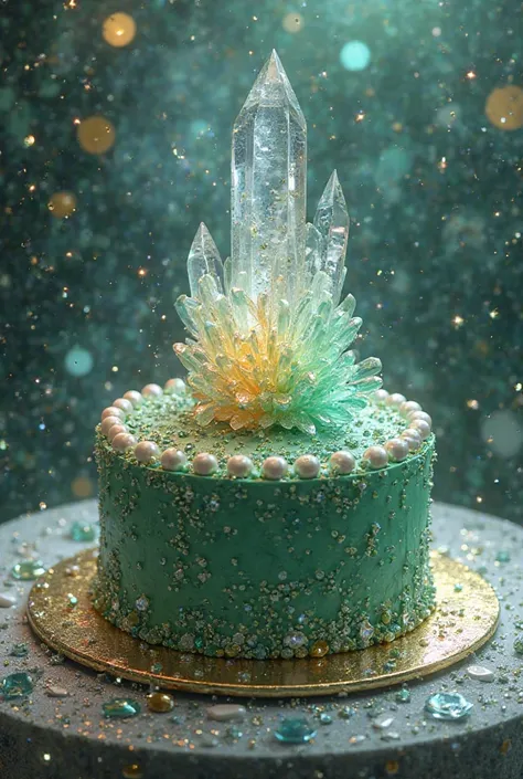 green whole cake　pearl　 Phosphophyllite 　 glitter　Rigid feeling　realistic　full of jewels 