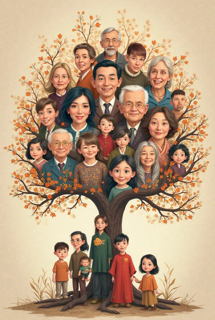 Family tree of generations with poster text 