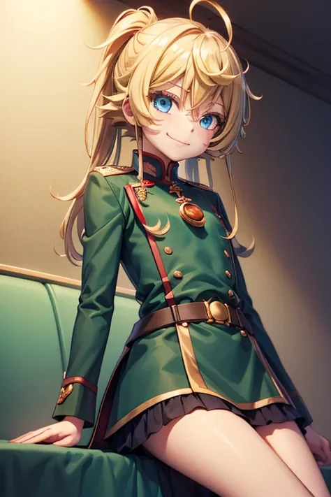 Tanya、 girl、One person、 small、 small breasts、、wicked smile、 High Quality、uniform、