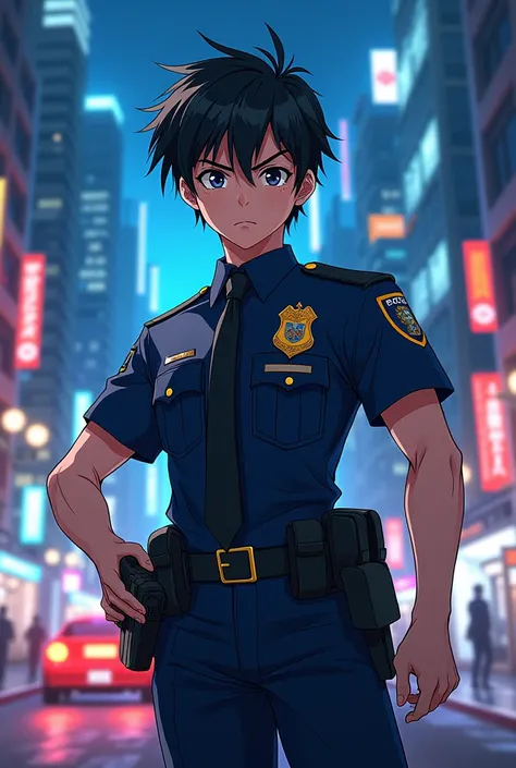 create an anime-style image of a cop 