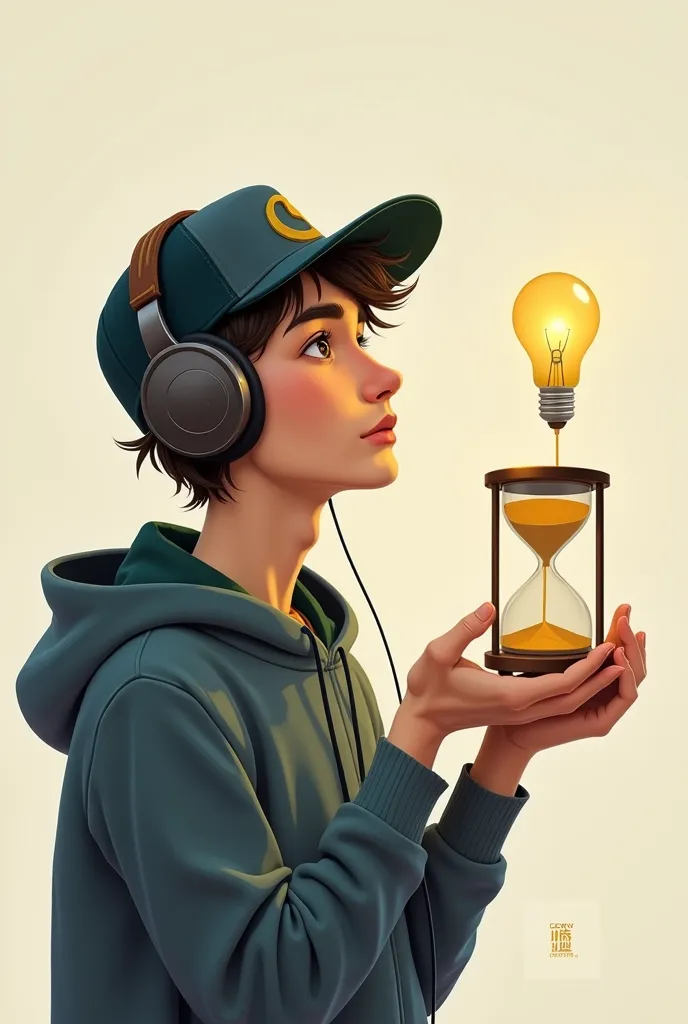 cap, hourglass, light bulb,  capable, Time,  headphone  