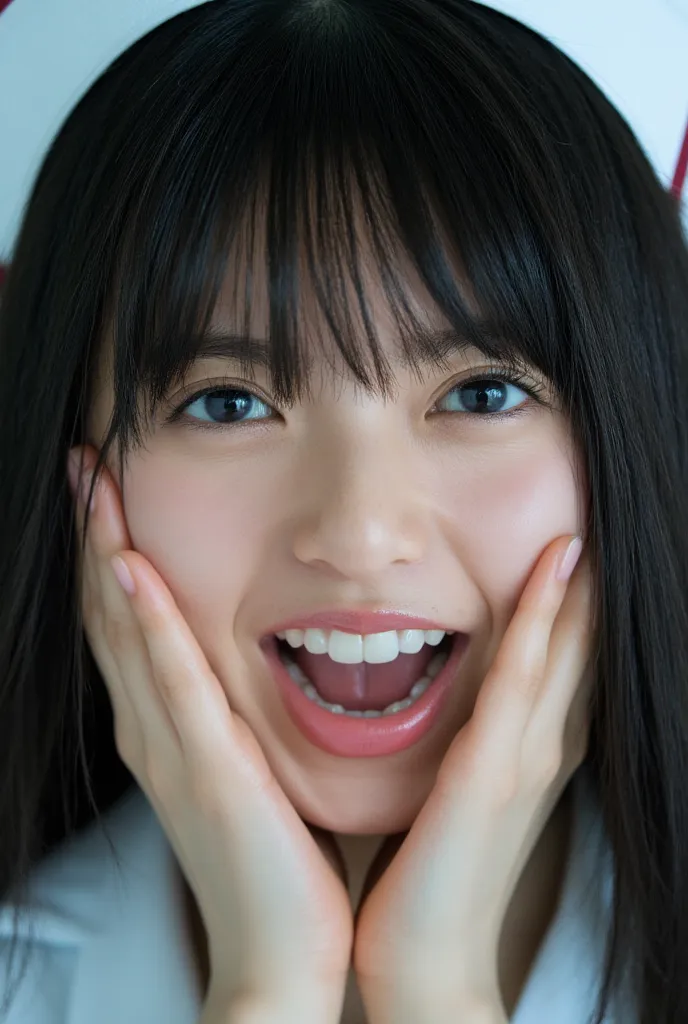 Saito Asuka with her mouth wide open,NFSW,pornography, This photo is a close-up portrait of a young woman's teeth、 masterpiece,  Accurate, 超Detailed, Detailed, high quality,  Award-Winning  , 最high quality, 16K、You can see inside,  masterpiece, 最high quali...