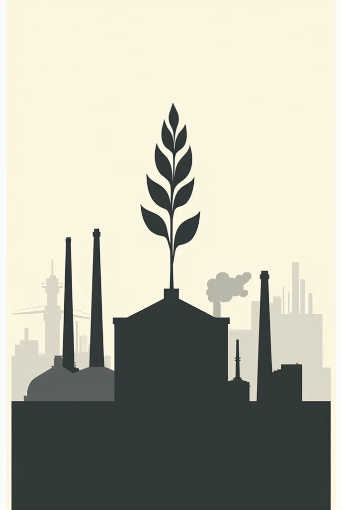 Minimalist two-tone poster against industrialization