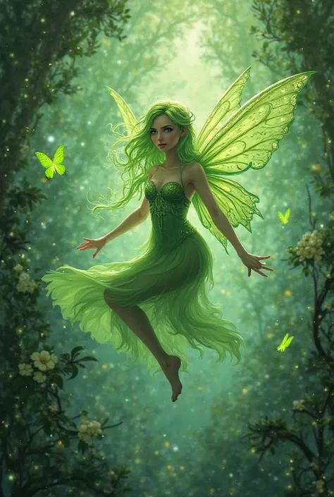 Art work, green fairy background